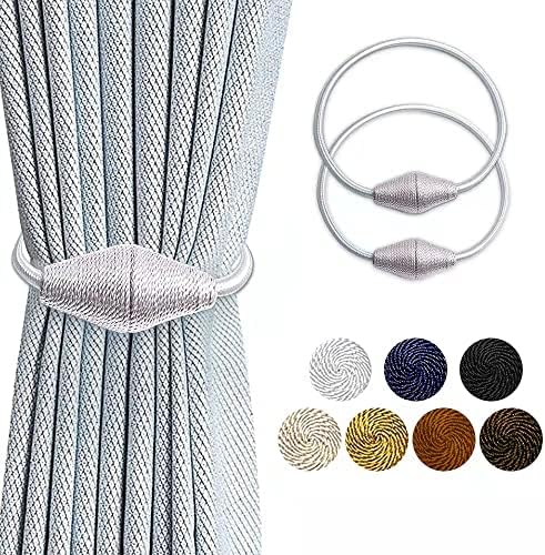 2 Pack Strong Magnetic Curtain Holdbacks with Decorative Weave