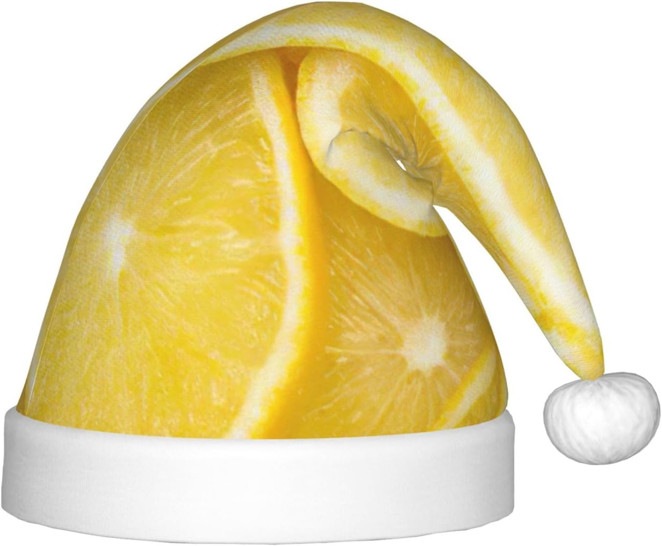Yellow Lemon Print Christmas Santa Hat Small Size