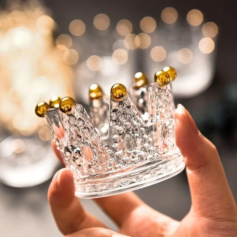 3Pcs Creative Glass Ashtray with Crown Design