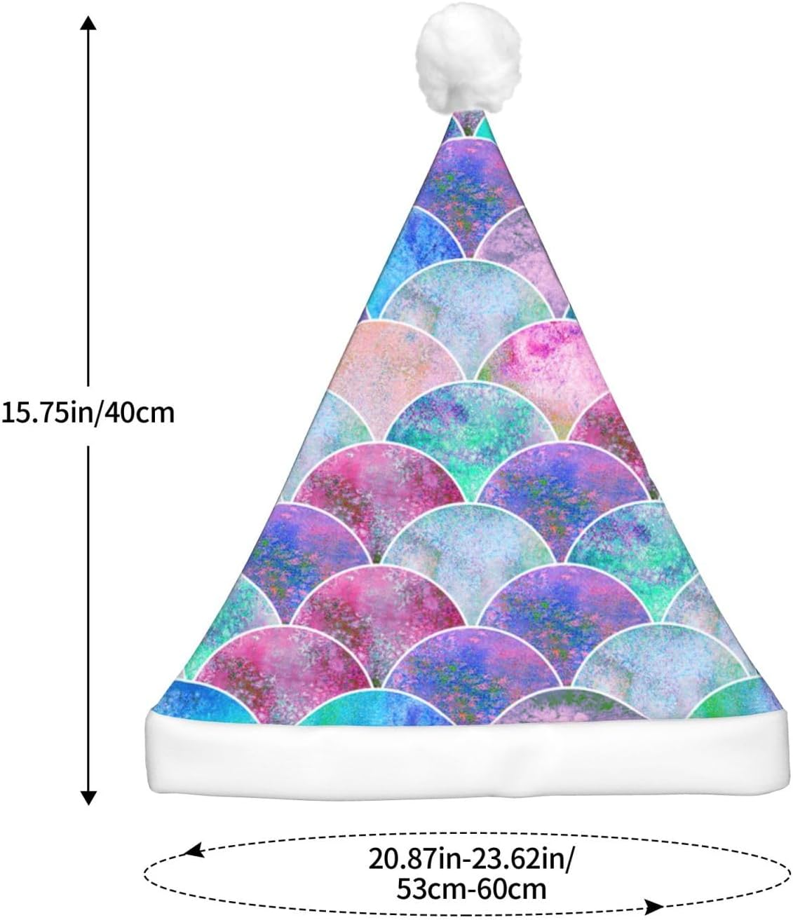 Fish Scale Ocean Print LED Santa Hat for Adults Christmas Party
