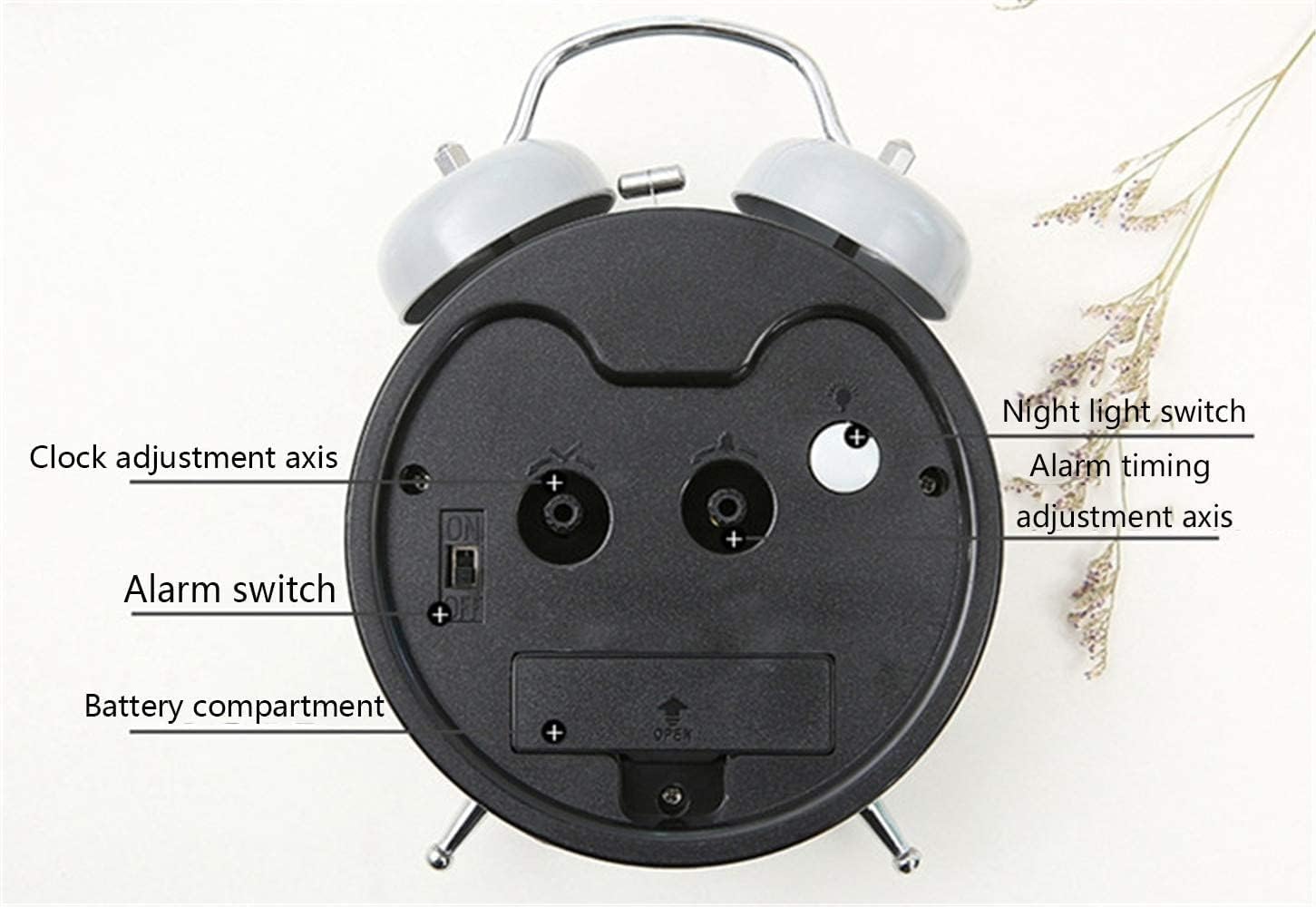 Metal Silent Alarm Clock with Night Light