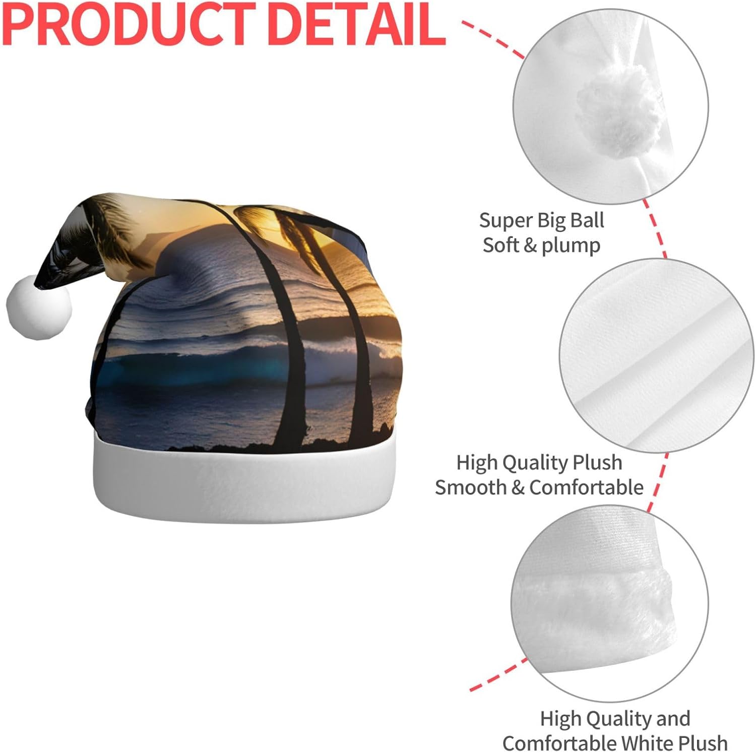 QINZHENG Hawaii Sunbeams Santa Hat for Women