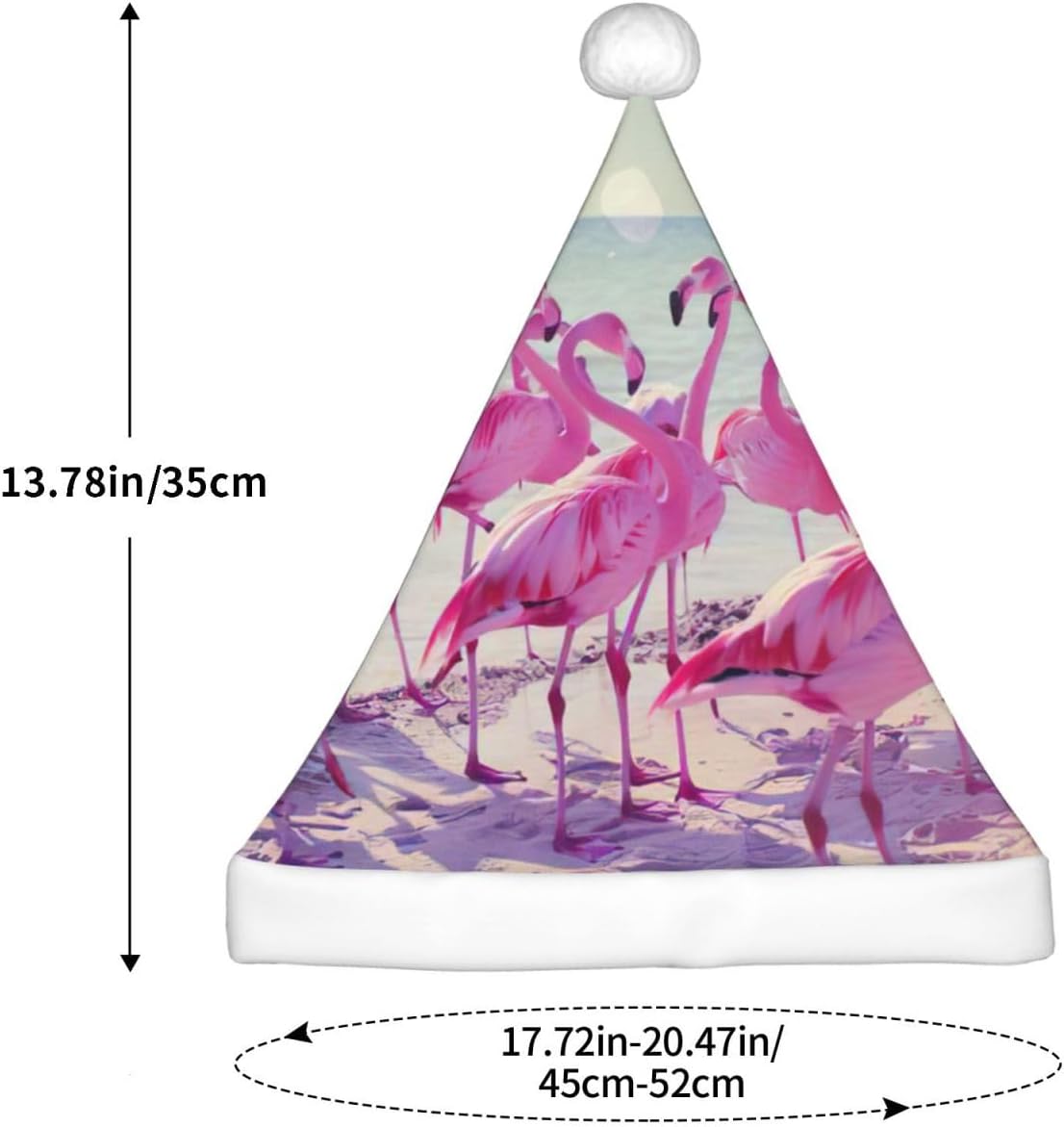 Flock of Pink Flamingos Christmas Santa Hat Small Size