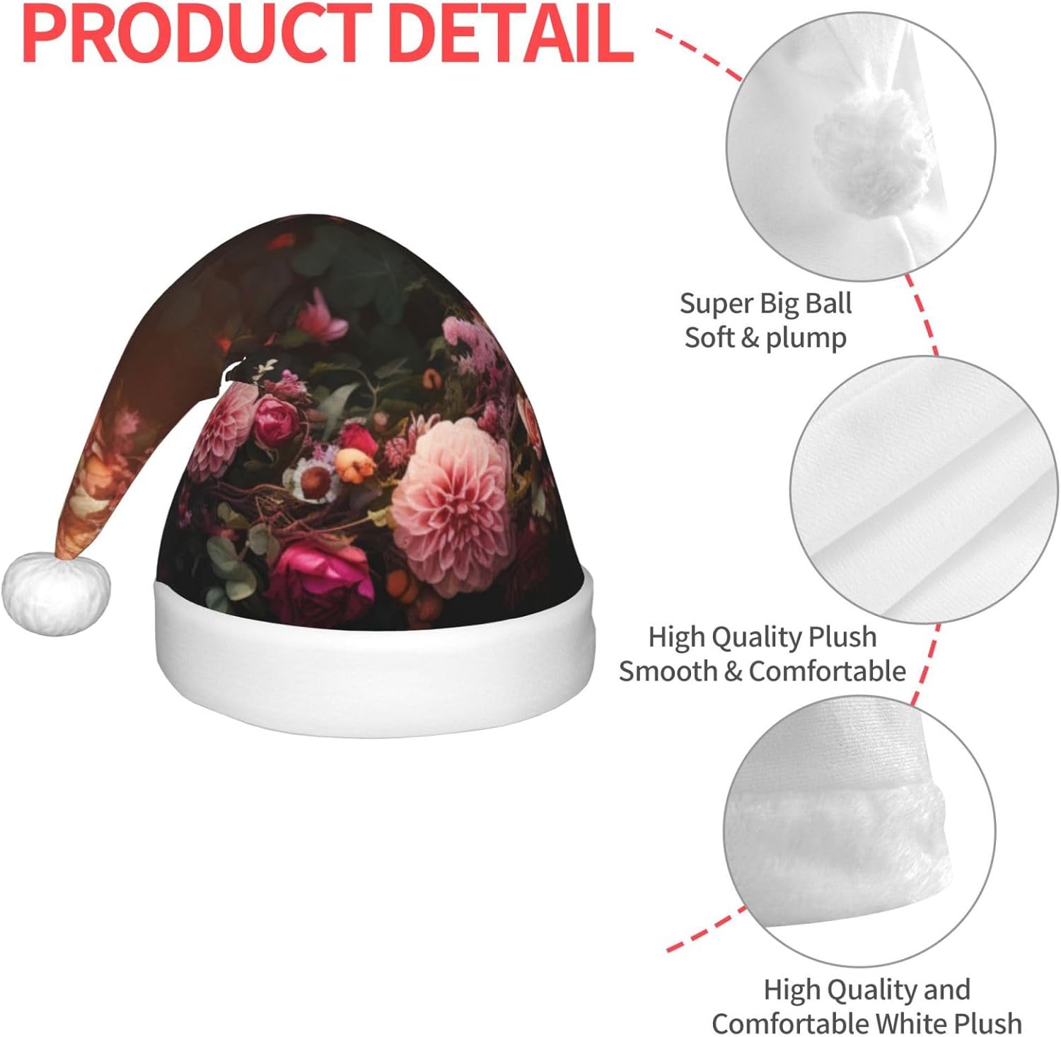 Garlands Nice Flowers Print Christmas Santa Hat Small Size