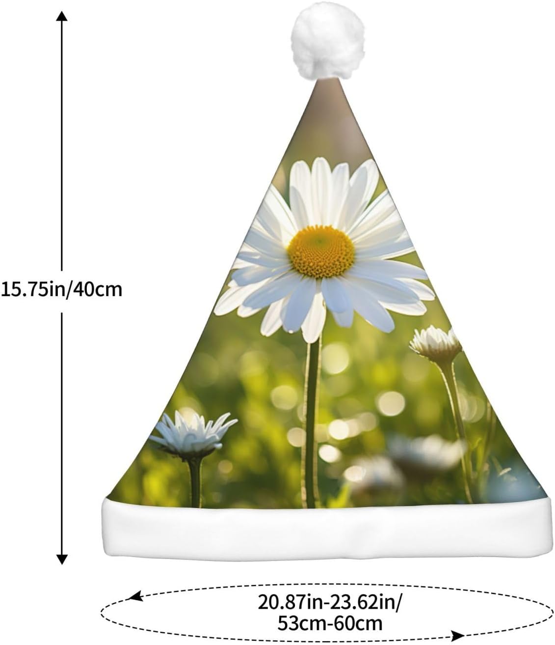 QINZHENG White Daisy Santa Hat with LED Lights for Christmas Party