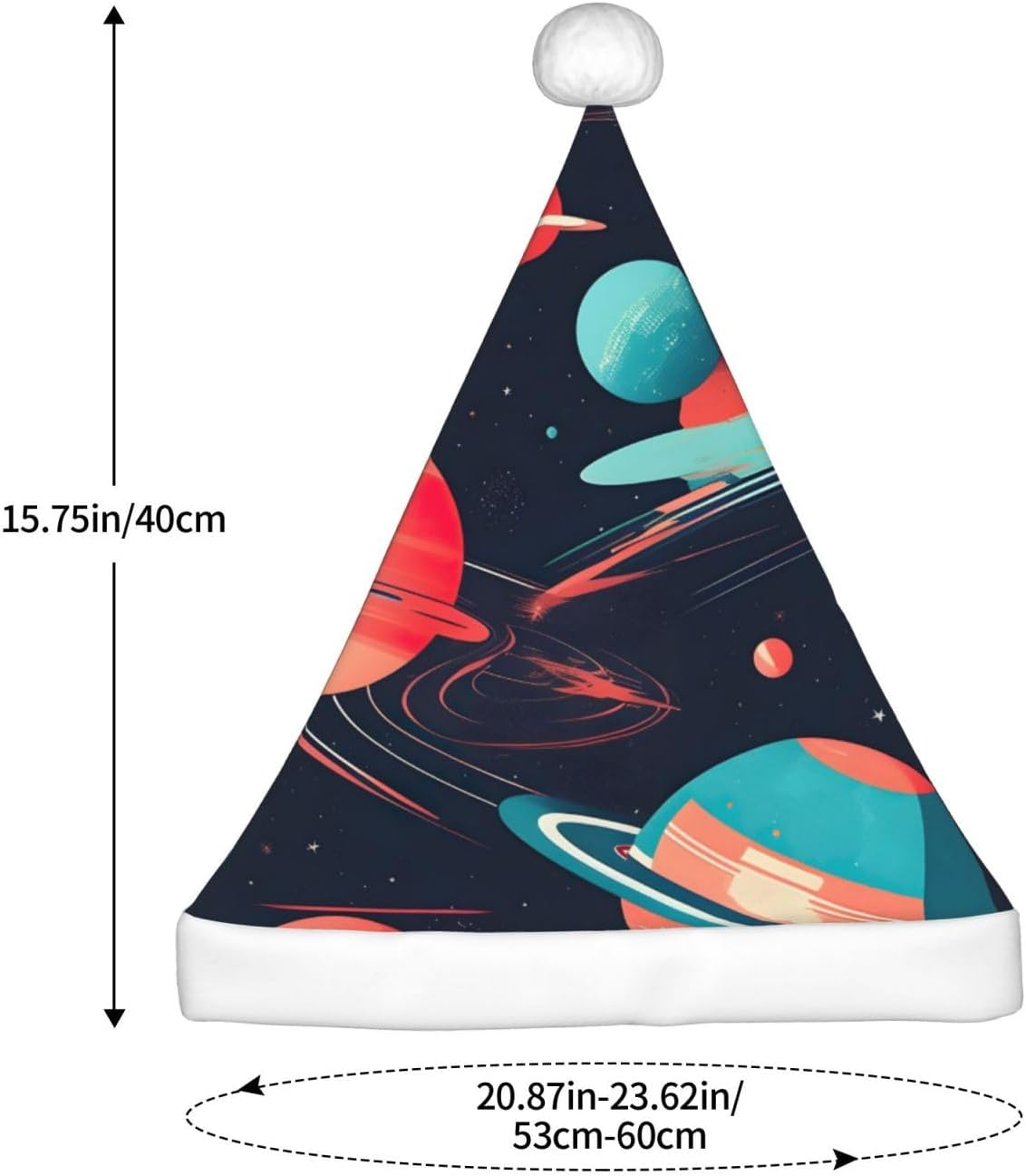 QinZheng Space Planets Print Santa Hat for Women