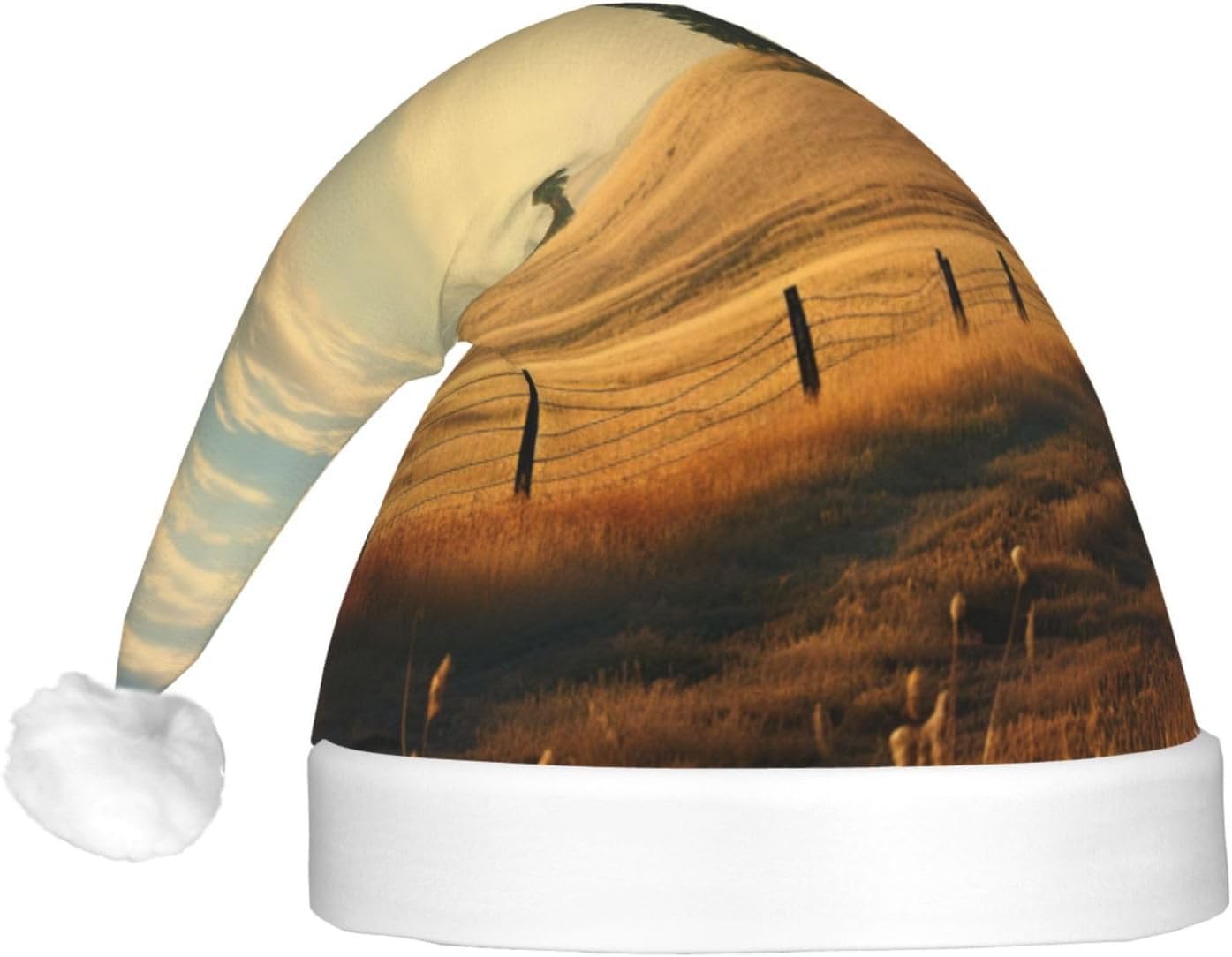 Country Lifestyle Print Christmas Santa Hat Plush Light Up for Adult