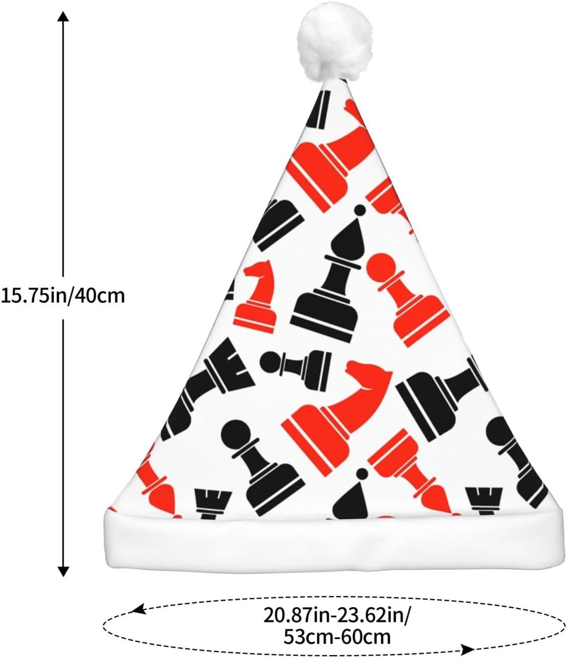 Chess Pattern Christmas Santa Hat Plush Light Up for Adults