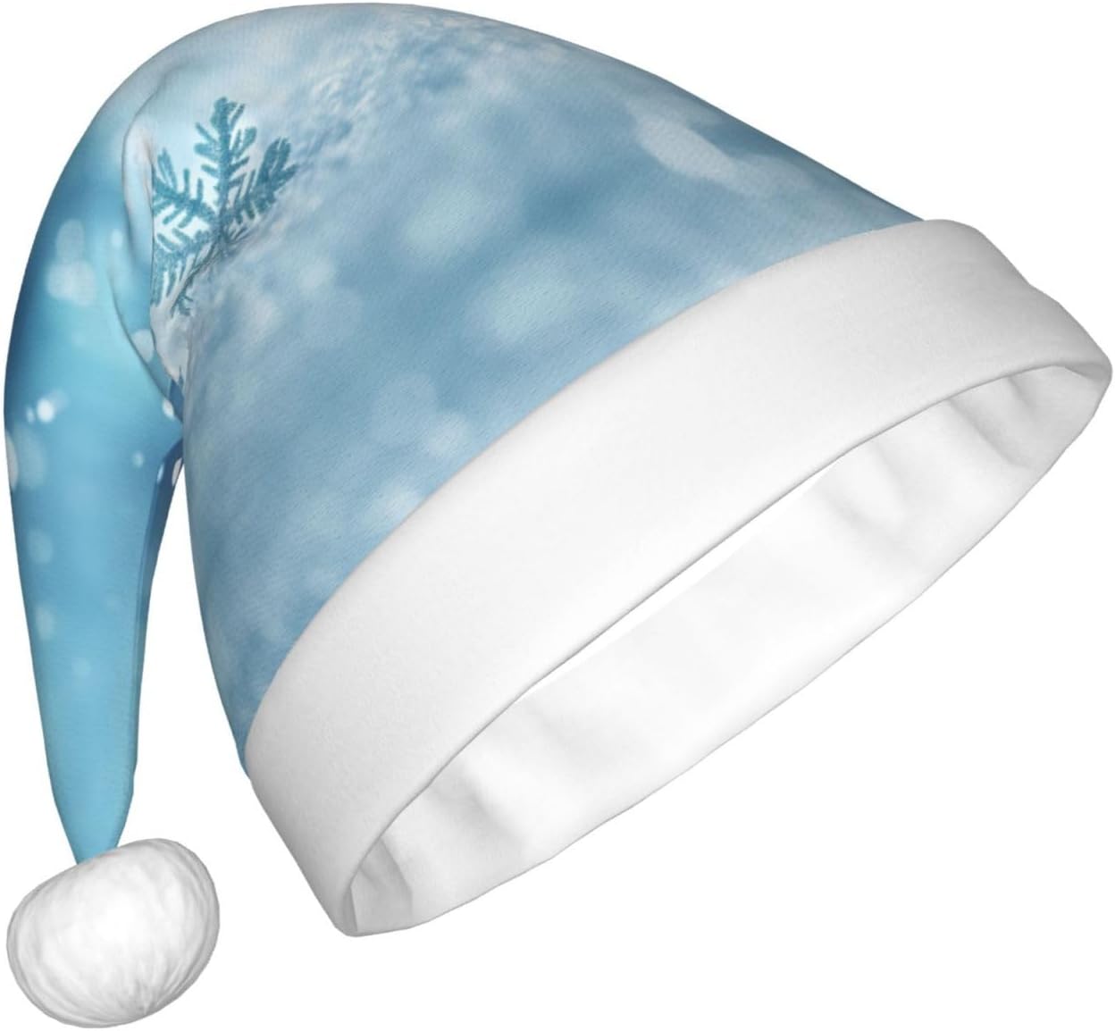 Blue Christmas Snowflake Print Santa Hat Plush Funny Adult Party