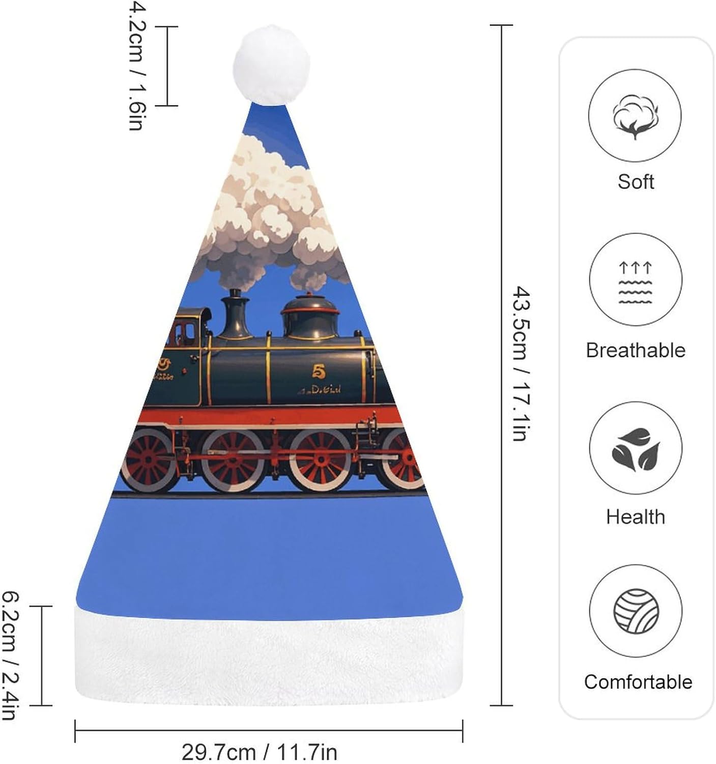 NWGHM Santa Hat Steam Train Clouds Christmas Headwear