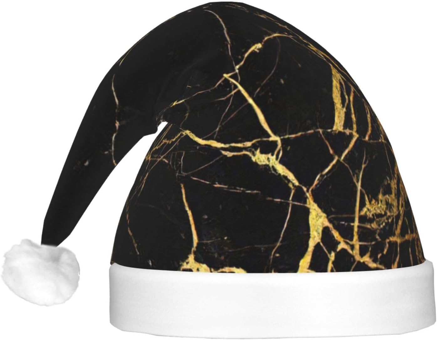 QINZHENG 3D Gold Marbling LED Halloween Santa Hat for Adults