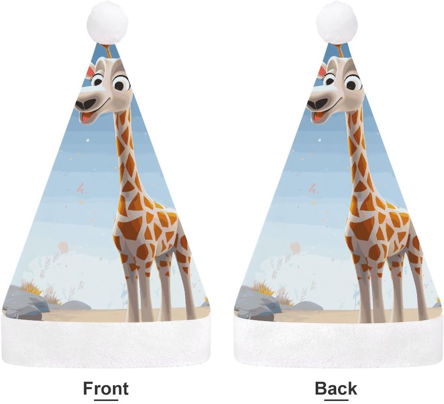 NWGHM Christmas Cartoon Giraffe Santa Hat