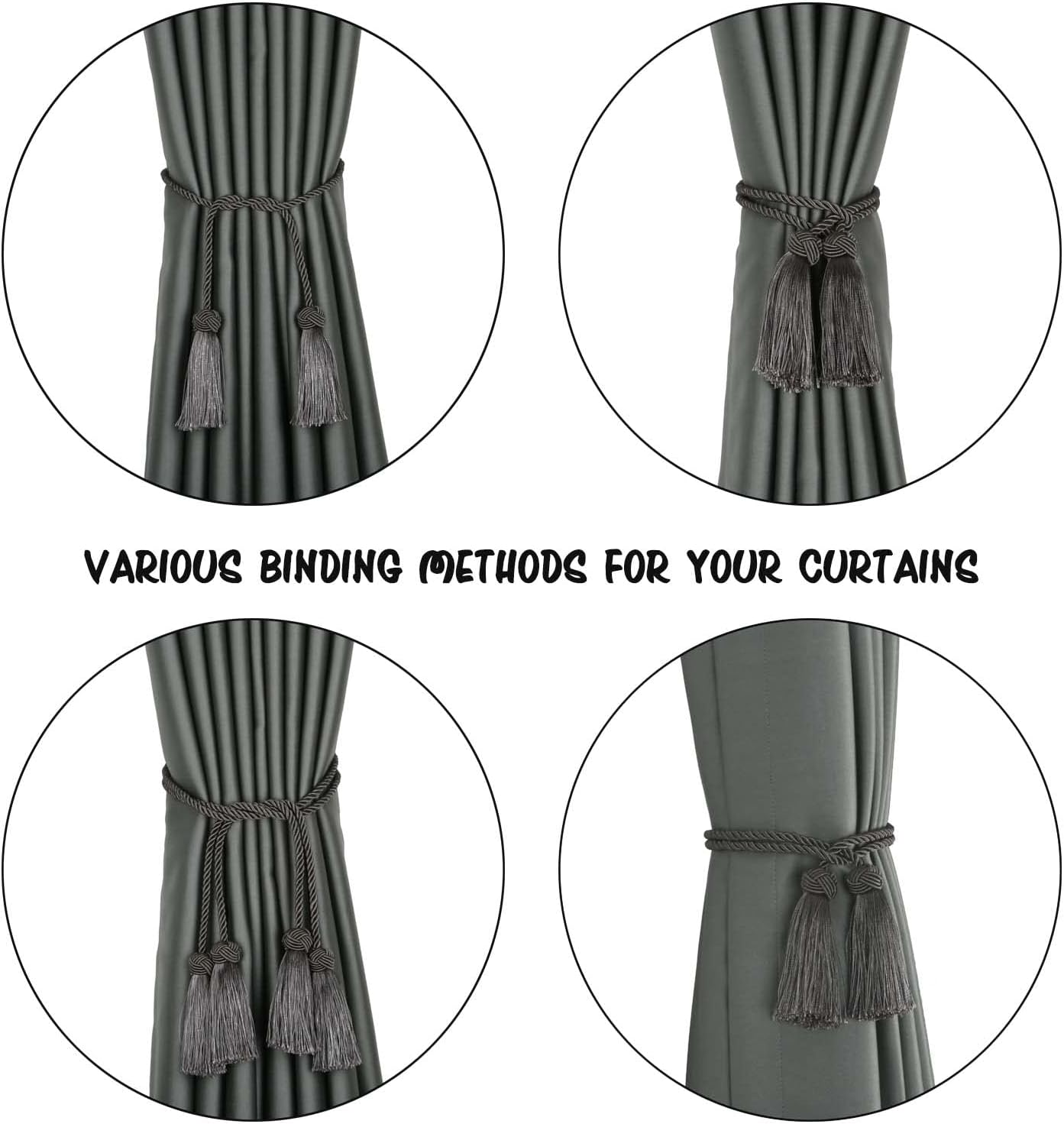 BEL AVENIR 2 Pack Curtain Tiebacks with Tassels