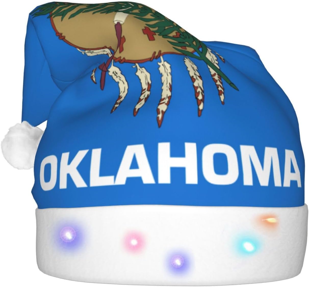 Oklahoma State Flag Christmas Hat with LED Lights