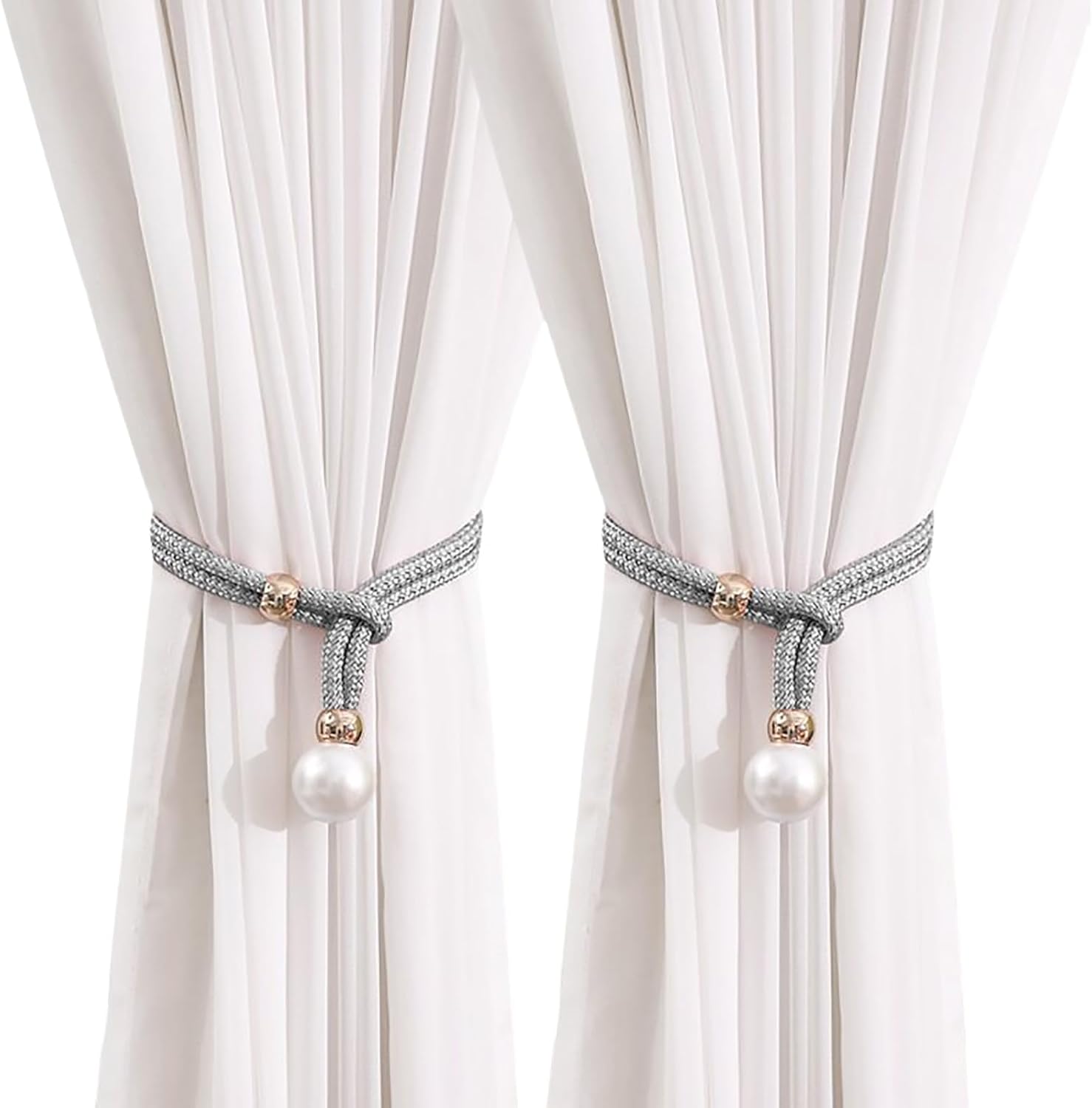 2 Pack Gray Handmade Curtain Tiebacks Holdbacks