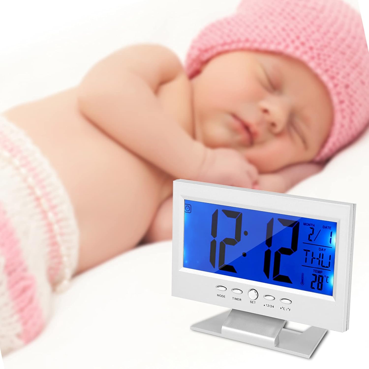 LCD Digital Alarm Clock with Calendar and Temp Display