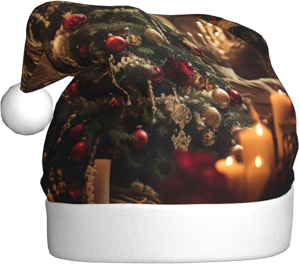 QINZHENG Personalized Santa Hat with Christmas Tree Print