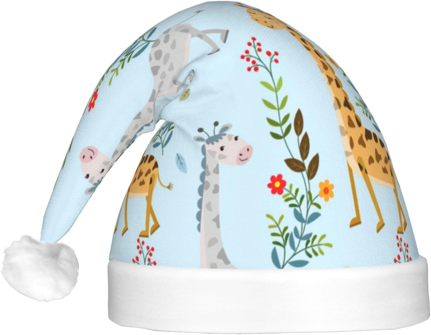 QINZHENG Cute Giraffe Flowers Santa Hat with LED Lights