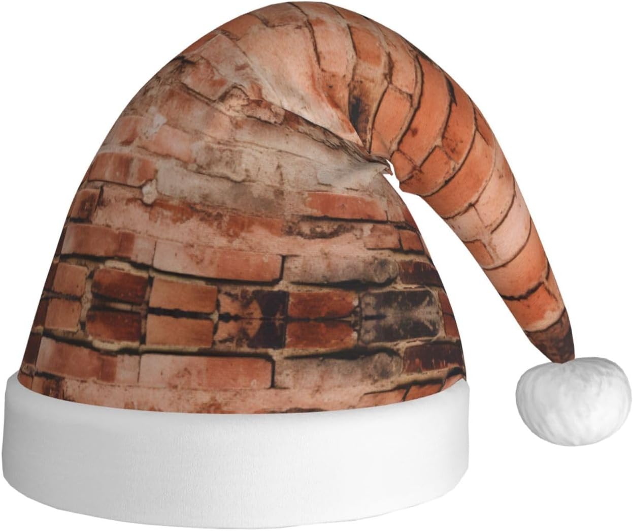 Red Brick Wall Texture Print Christmas Santa Hat Plush