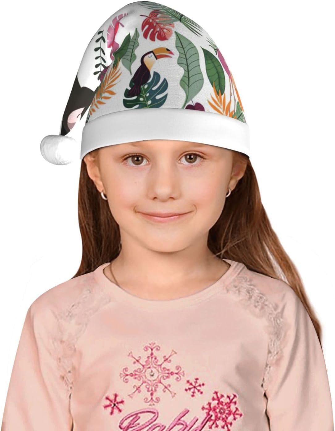 Pink Tropical Sloth Christmas Santa Hat Small