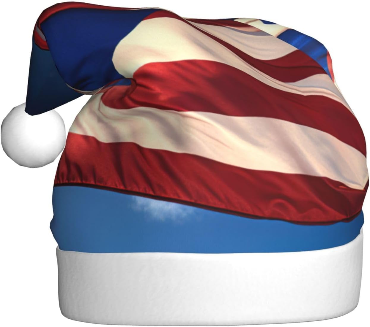 QINZHENG Personalized Santa Hat with Puerto Rico Wallpaper Flag Design