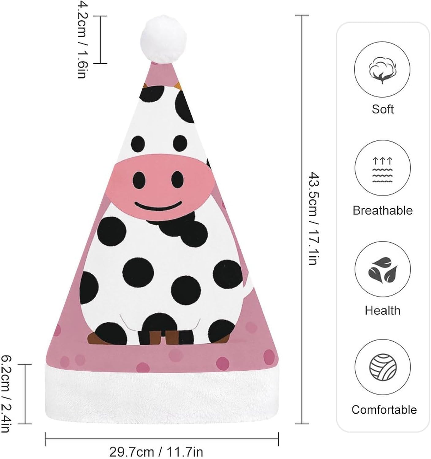 Cute Cow Polka Dot Santa Hat Christmas Headwear