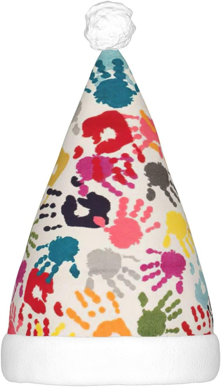 Hand Print Christmas Santa Hat Plush Light Up for Adult