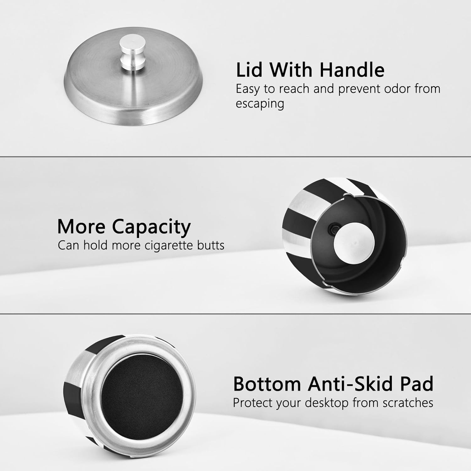 Stainless Steel Windproof Ash Tray for Outdoor Use