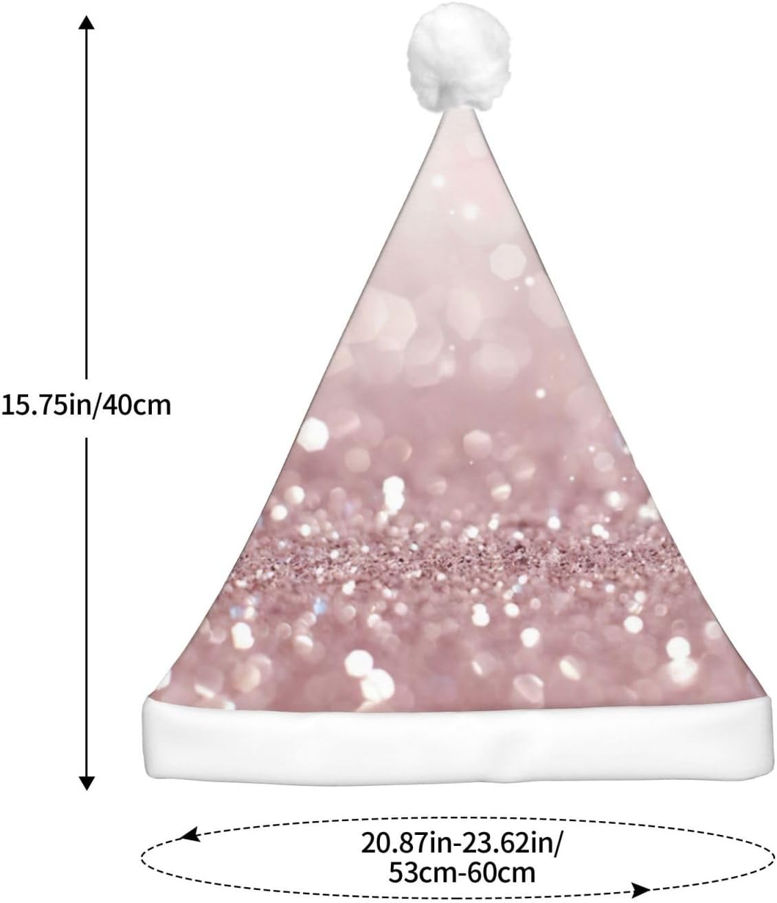 Pink Glitter Print Light Up Christmas Santa Hat for Adults