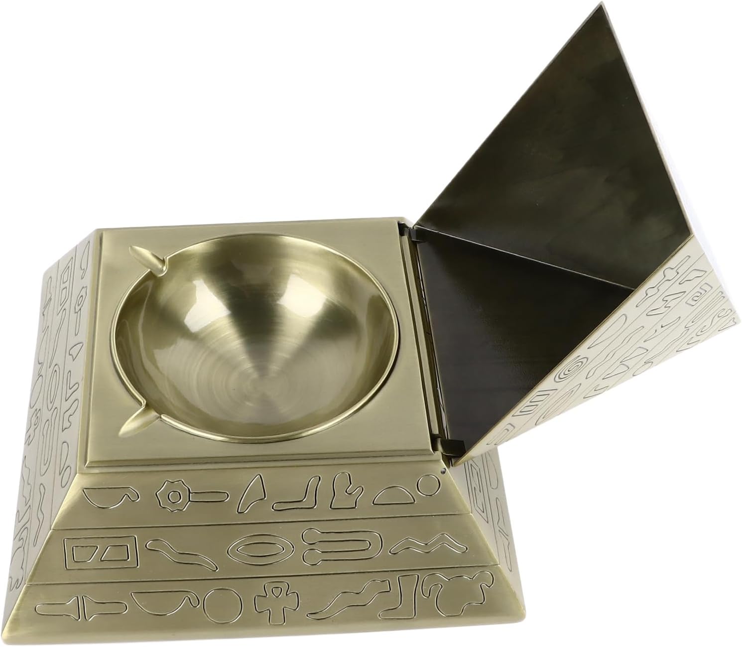 Zerodis Metal Pyramid Ashtray with Cover Windproof Small
