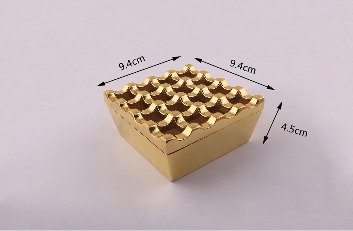 Gold Windproof Ashtray with 16 Holes for Cigarettes and Cigars