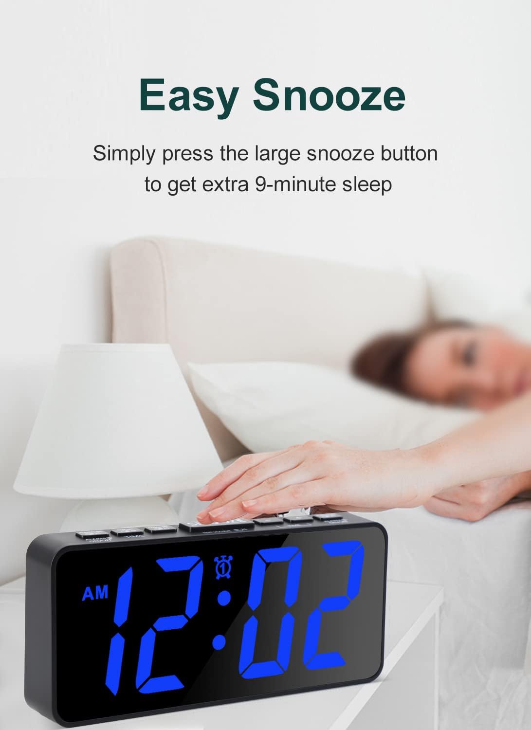 75 Inch Digital Alarm Clock with Dimmer and Dual Alarms