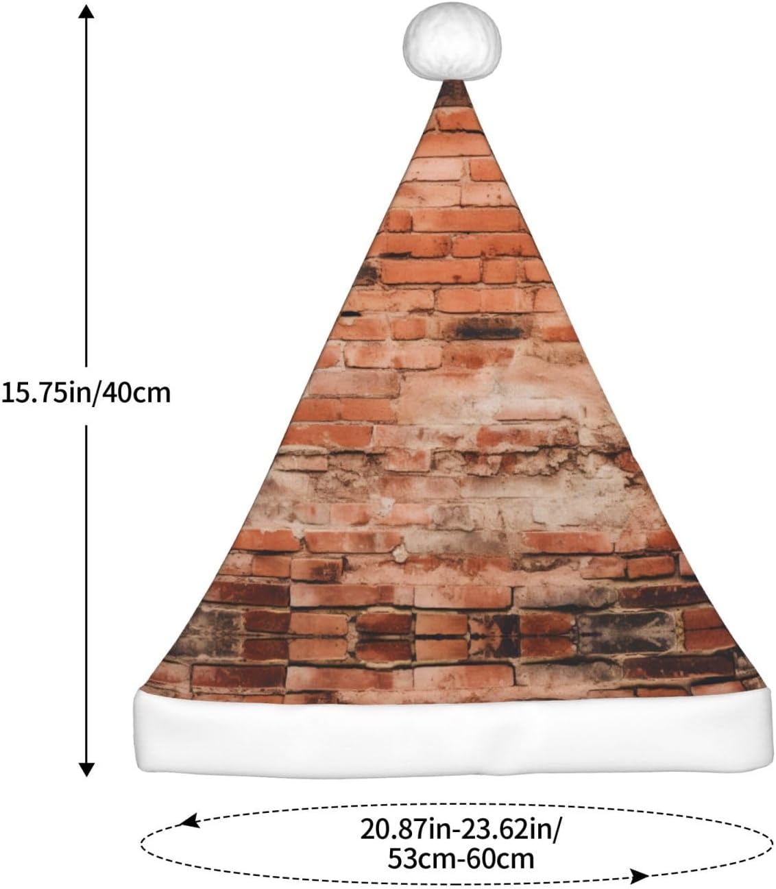 Red Brick Wall Texture Print Christmas Santa Hat Plush