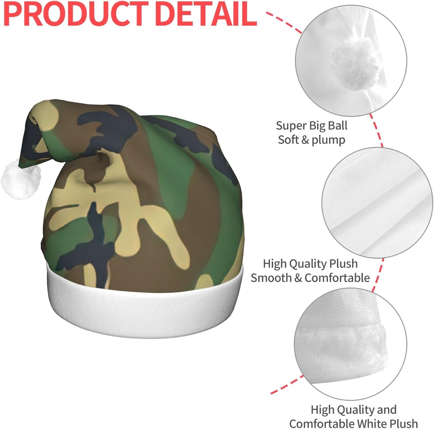 Green Military Camo Christmas Santa Hat with LED Light