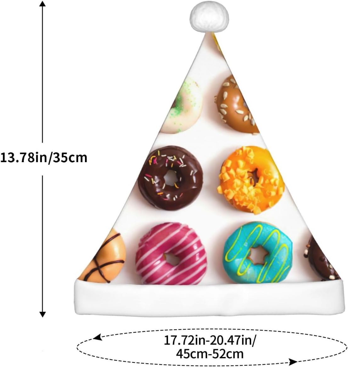 Different Flavors Doughnuts Christmas Santa Hat Small Size