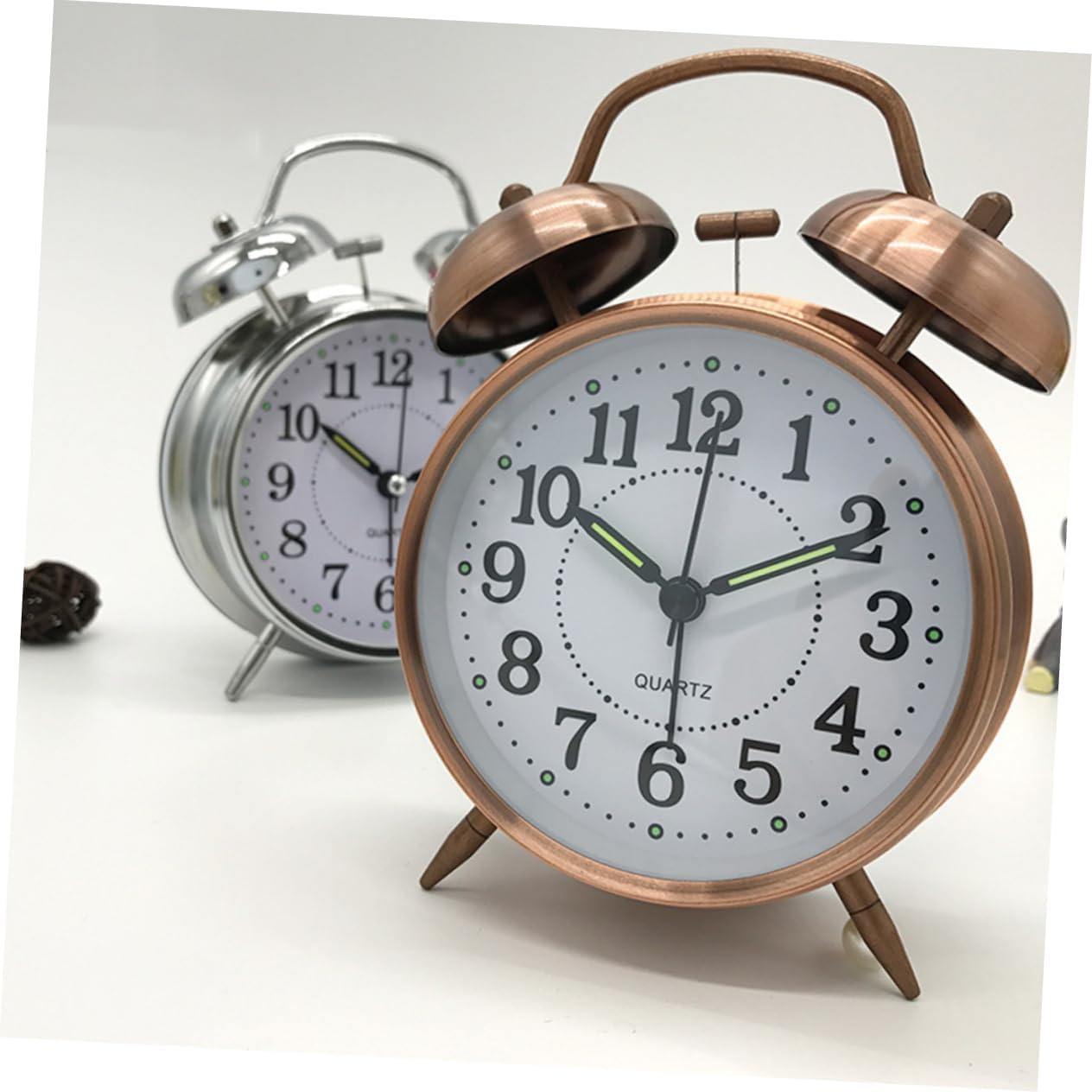 Ciieeo Metallic Silent Luminous Double Bells Alarm Clock Classic Desktop Clock