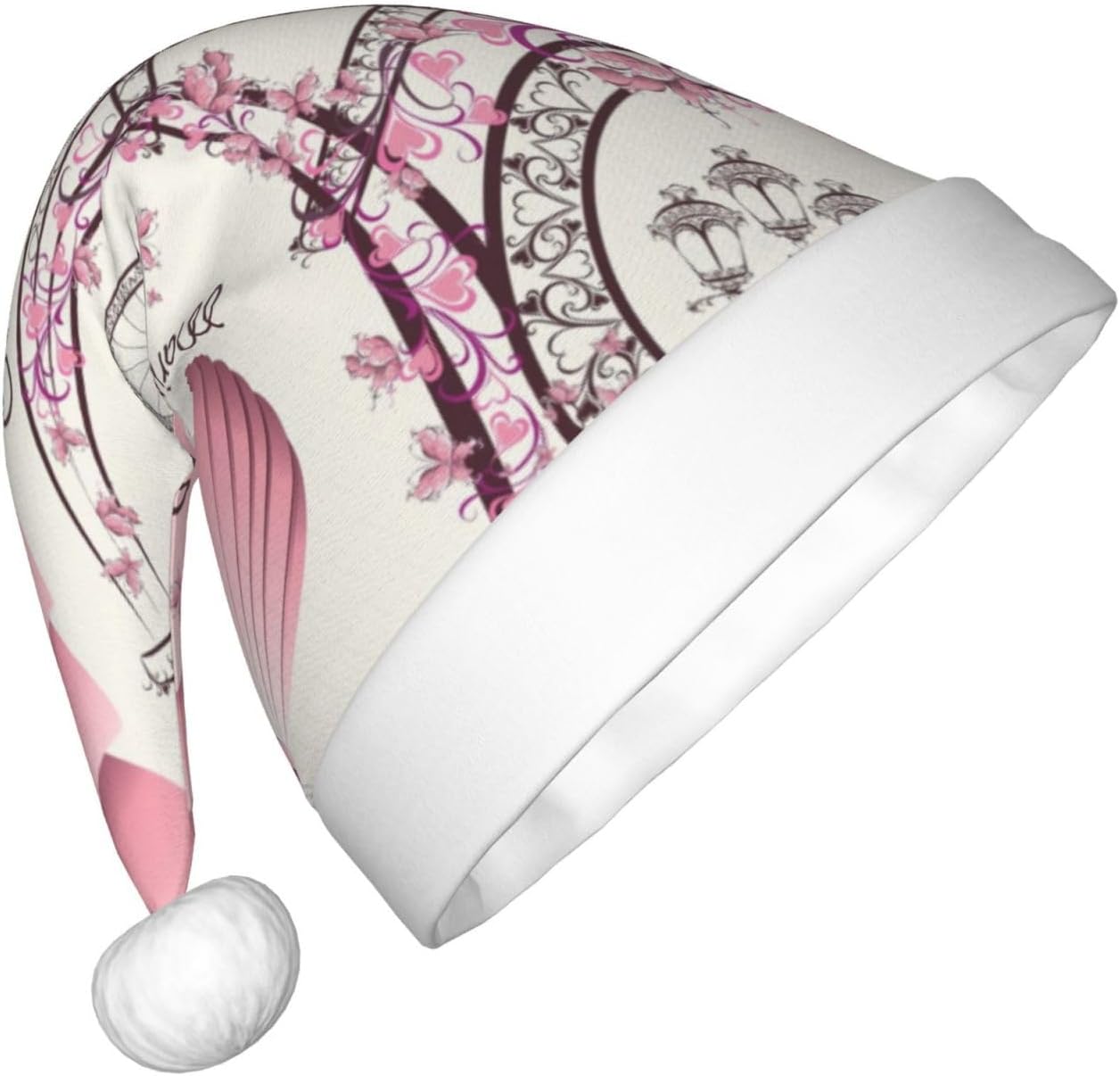 Dog and Paris Towe Print Christmas Santa Hat Small Size