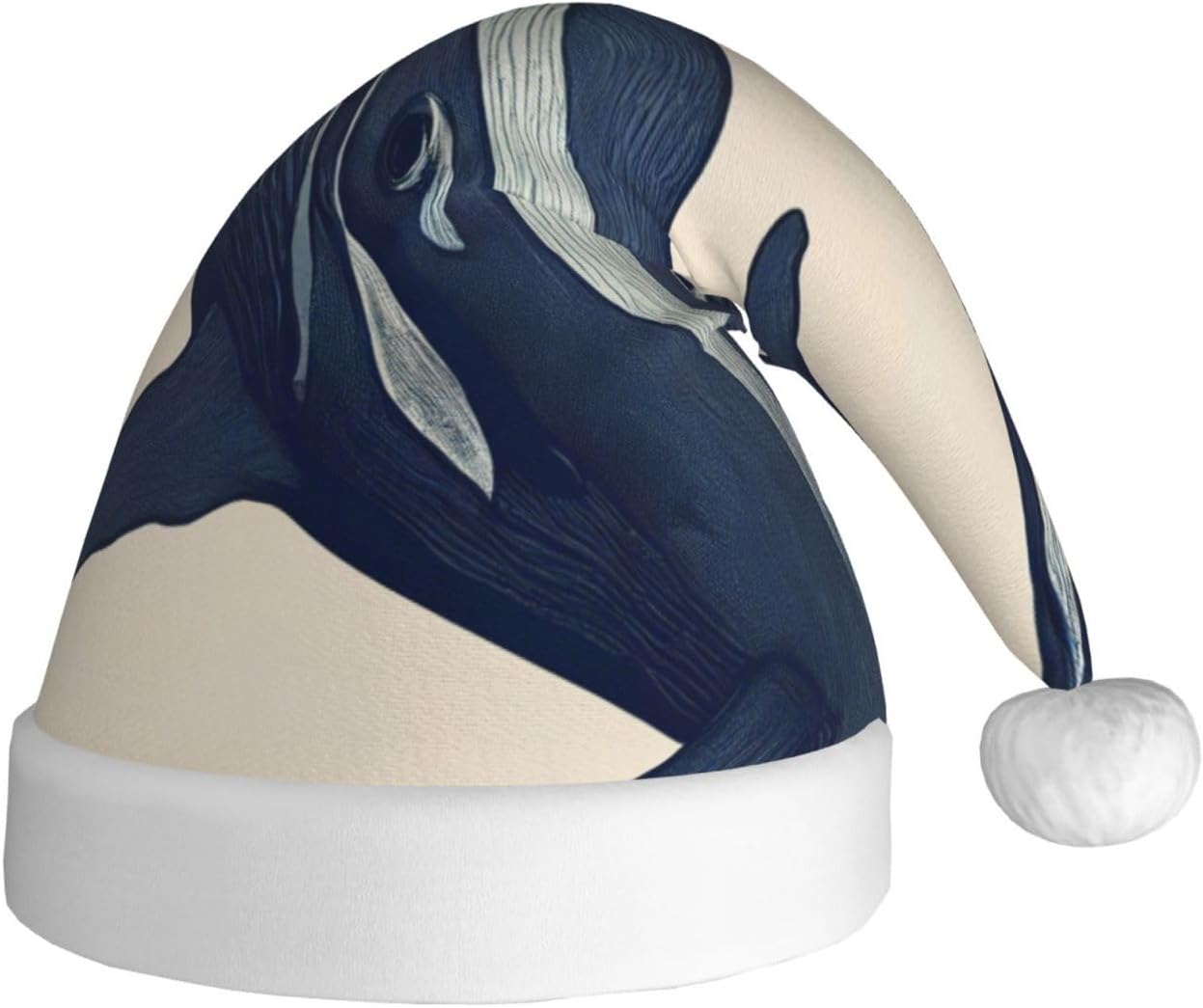 Whales01 Print Christmas Santa Hat Plush for Adults