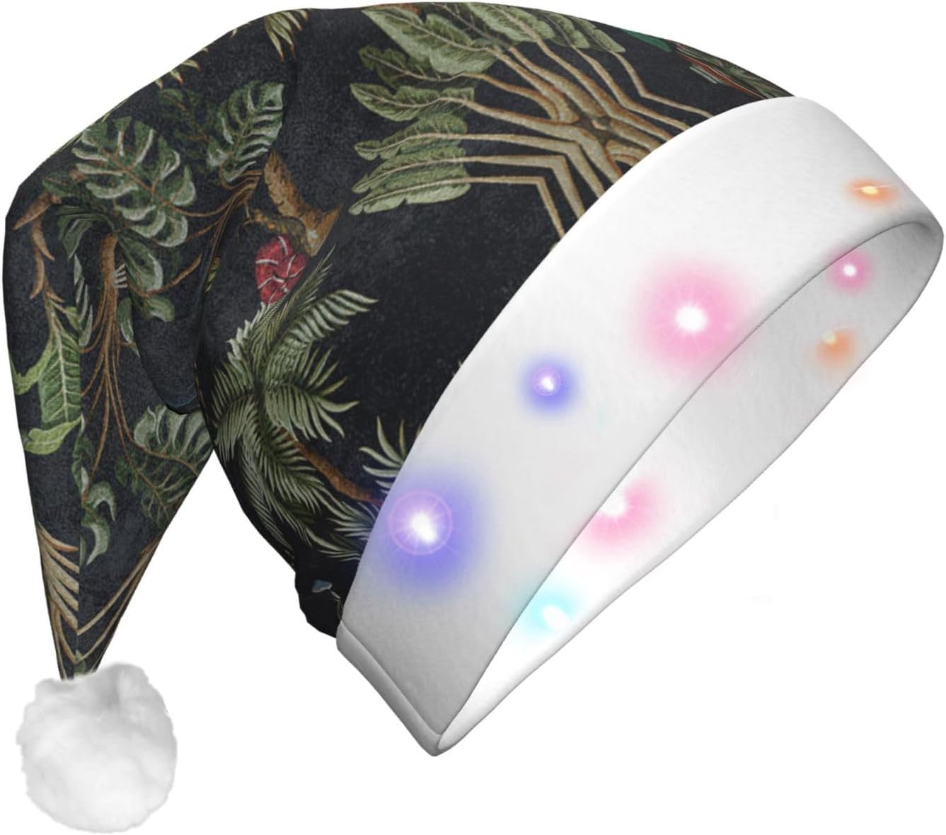 Watercolour Cactus Print LED Christmas Santa Hat For Adults