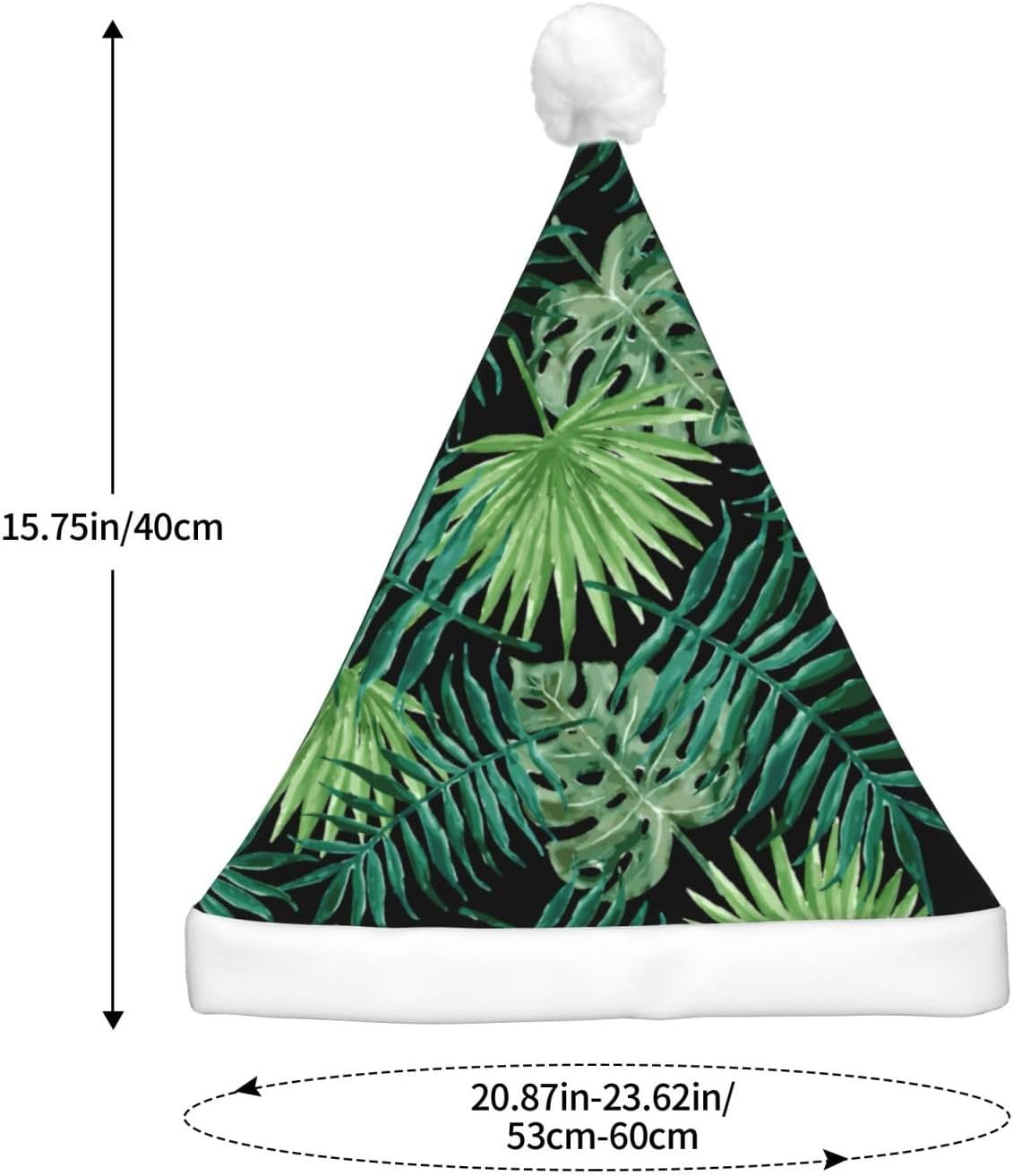 Transparent Palm Leaf Santa Hat Plush Light Up Christmas Headwear