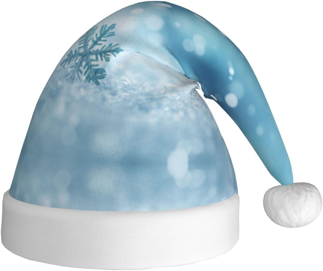 Blue Christmas Snowflake Print Santa Hat Plush Funny Adult Party