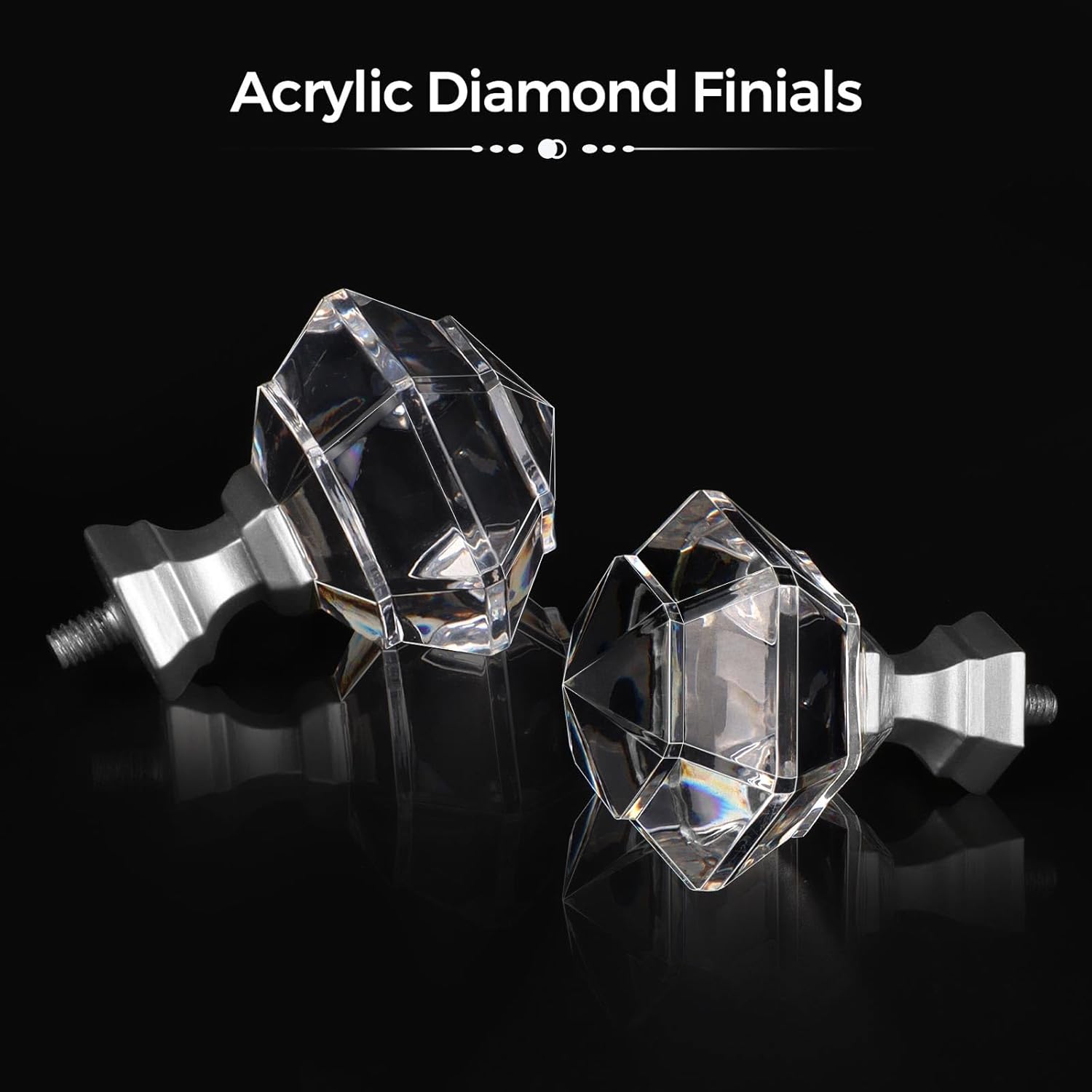 TONIAL Window Rods 32-86 Inches with Acrylic Diamond Finial and Nickel Finish