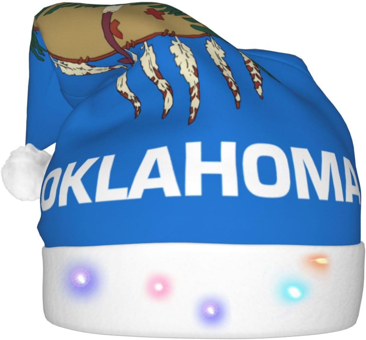 Oklahoma State Flag Christmas Hat with LED Lights 1