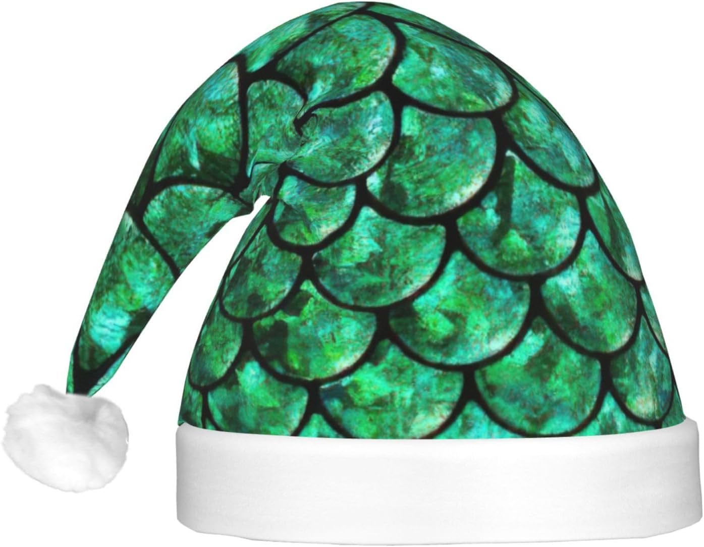 Green Fish Scales Christmas Hat For Adults Unisex LED Beanie