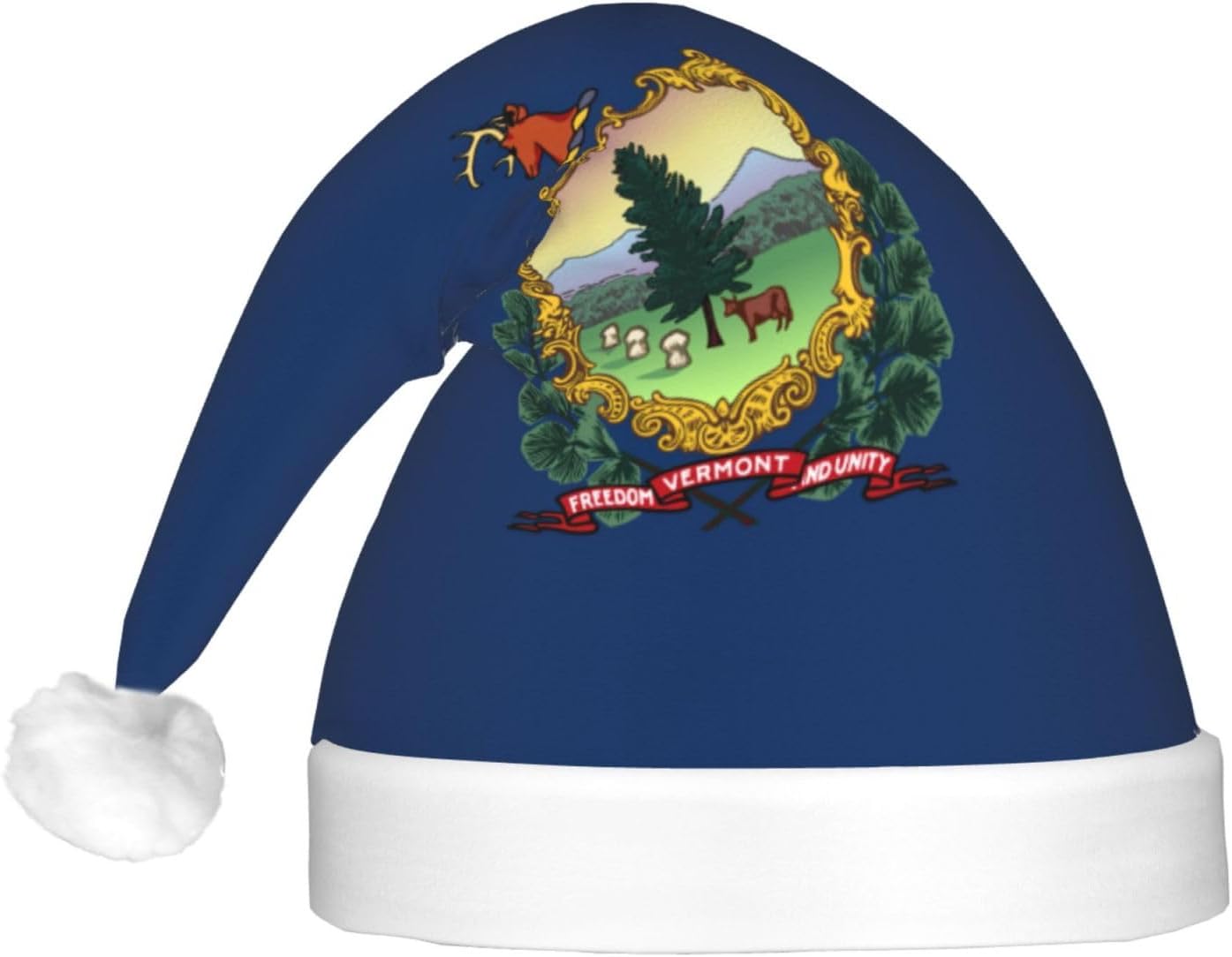 Vermont State Flag Christmas Hat with LED Lights