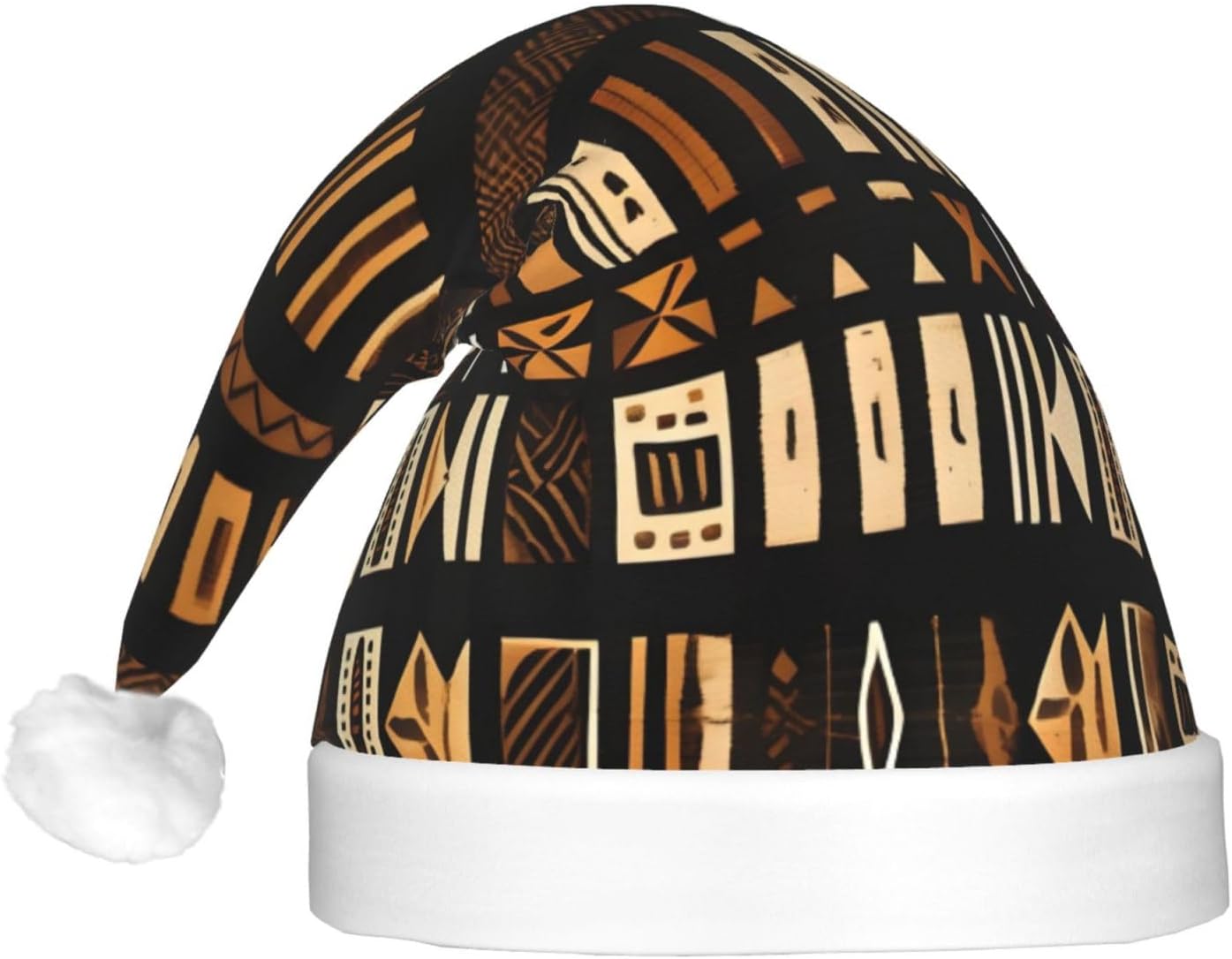 QINZHENG LED Christmas Santa Hat with Tribal Print