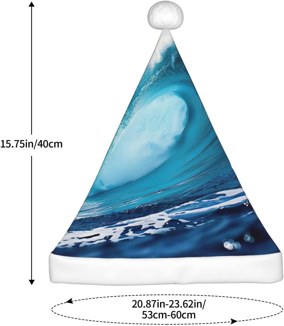 Big Ocean Wave HD Print Christmas Santa Hat Plush Comfortable
