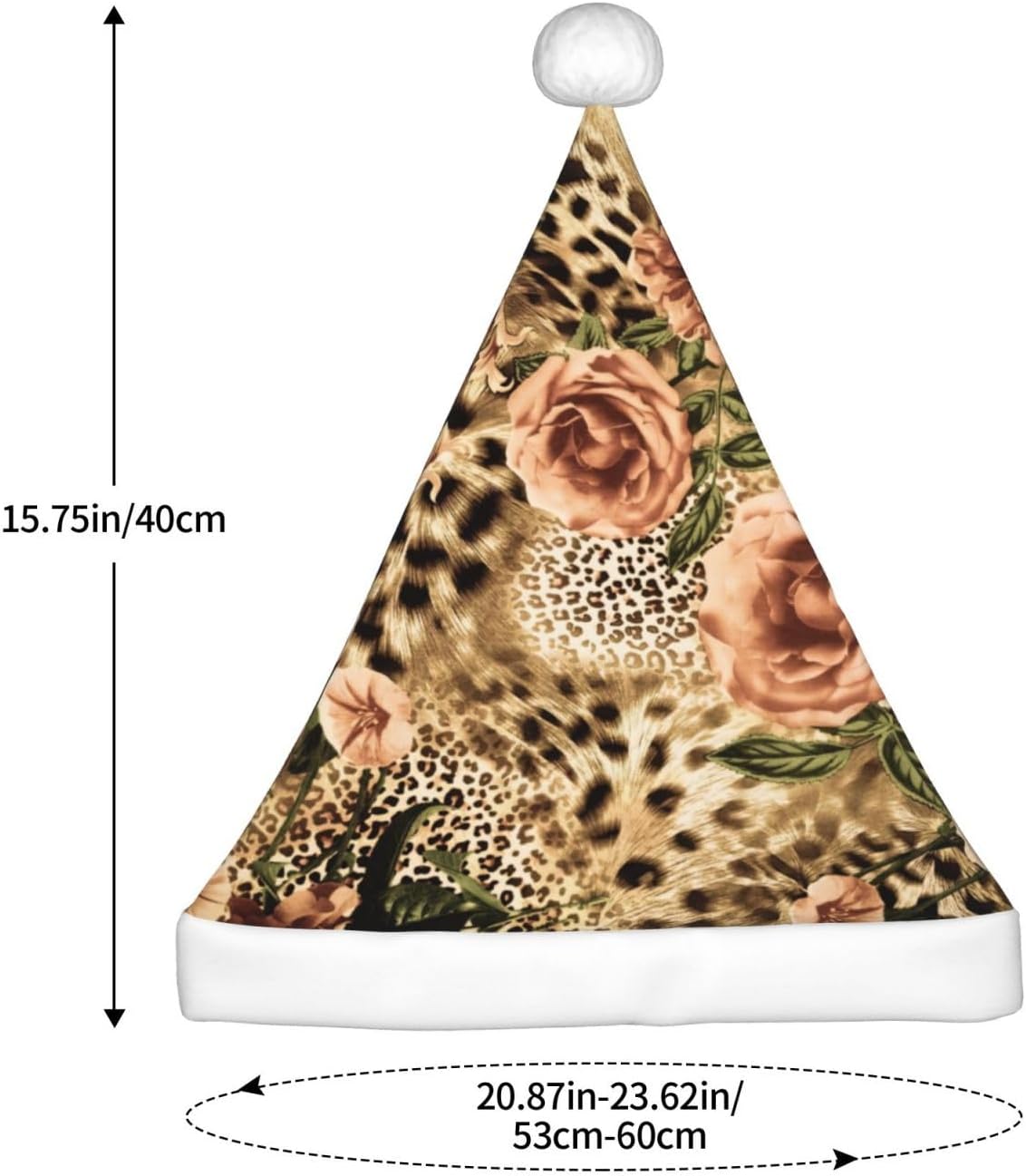 QinZheng Striped Leopard Print Santa Hat for Women