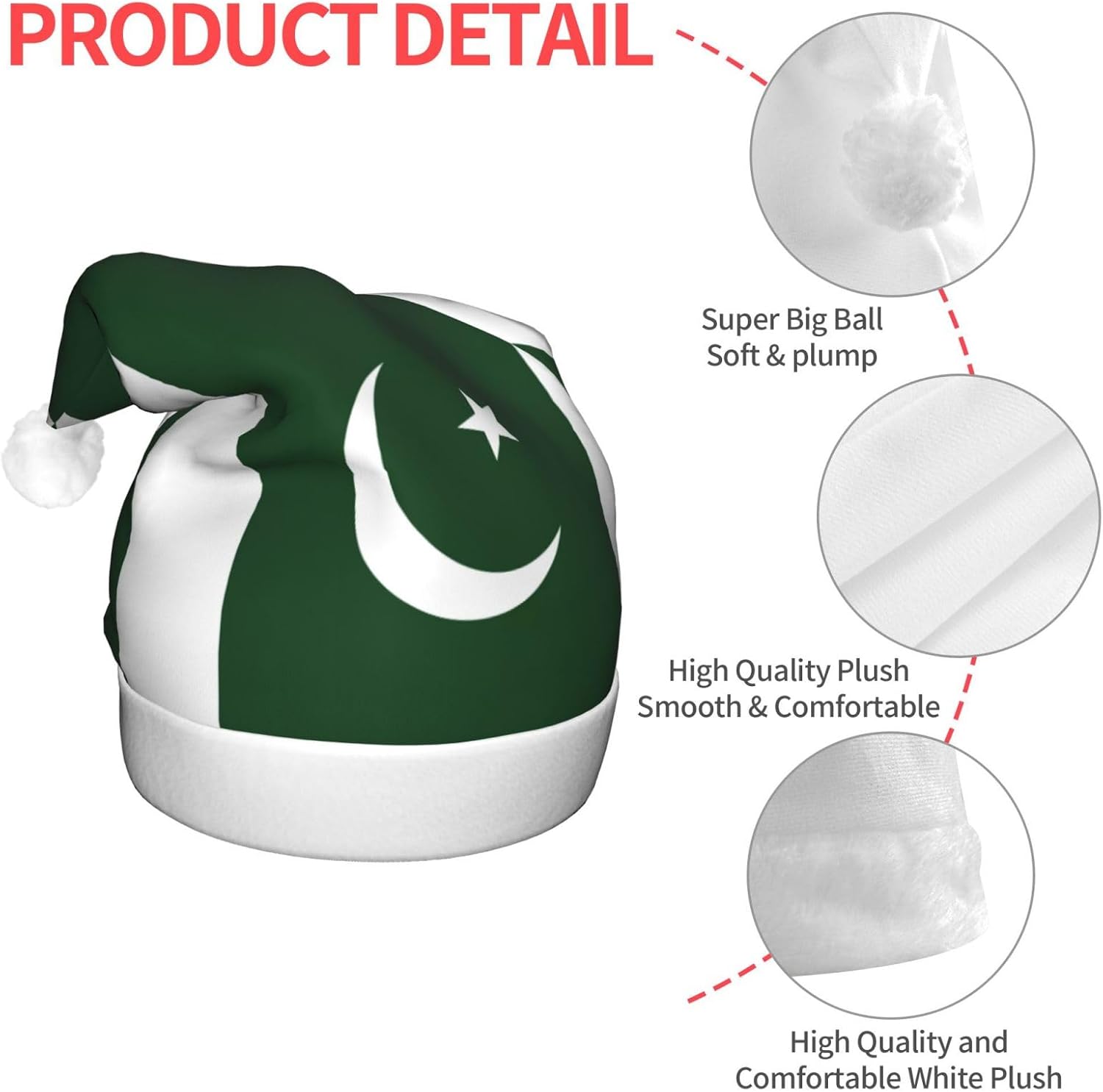 Flag Of Pakistan Christmas Hat With LED Lights