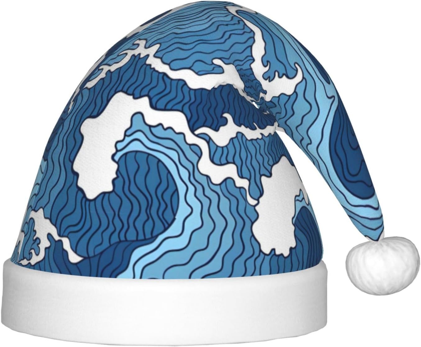 Stormy Sea Print Christmas Santa Hat Small Size
